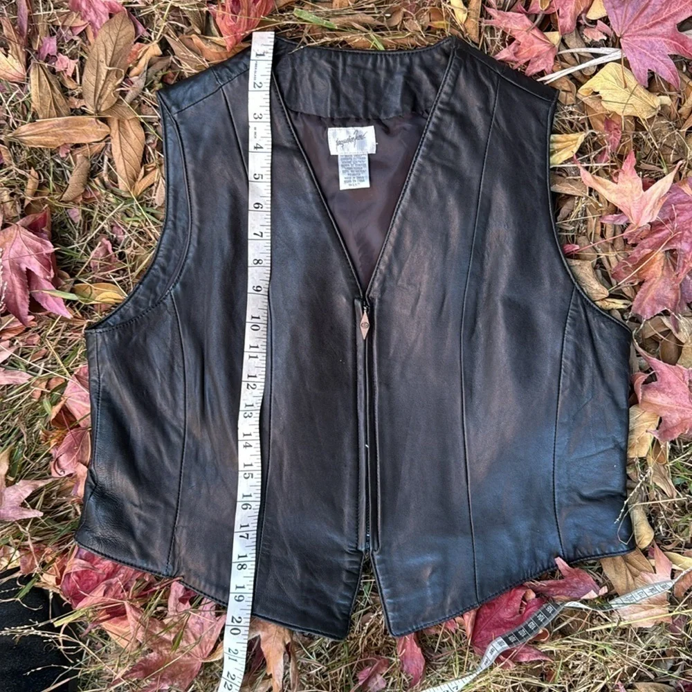 Vintage Black Leather Vest by Jaqueline Ferrar size medium / large